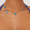 Multi Clover Detail Necklace In Dark Blue And Gold