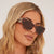 Side Logo Detail Cateye Square Shape Sunglasses In Leopard Print